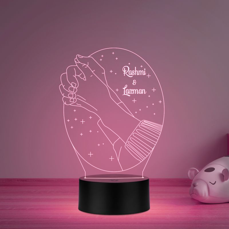 Couple Hands With Custom Name Night Lamp